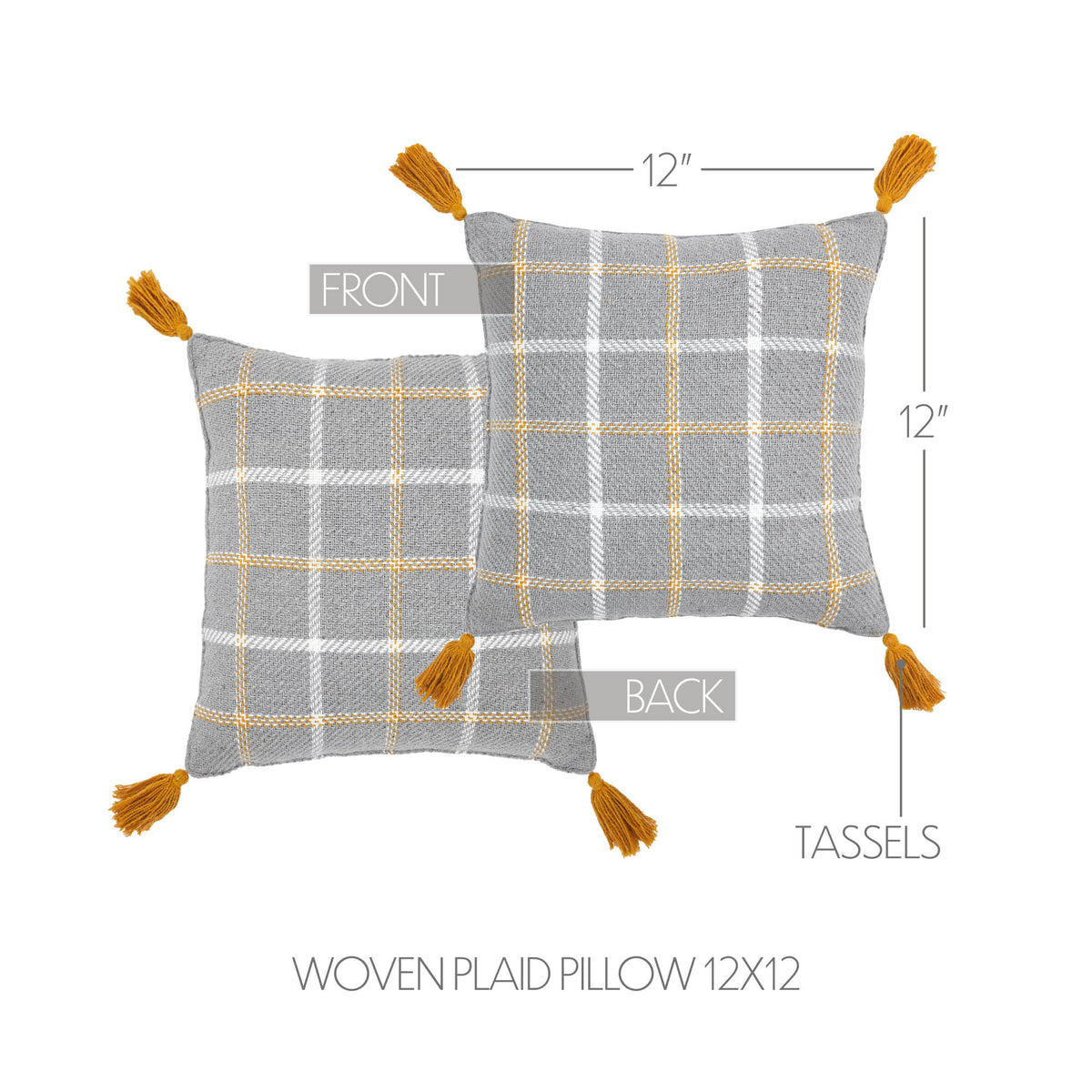 Harvest Blessings Fall Farmhouse Plaid Decorative Throw Pillow 12x12