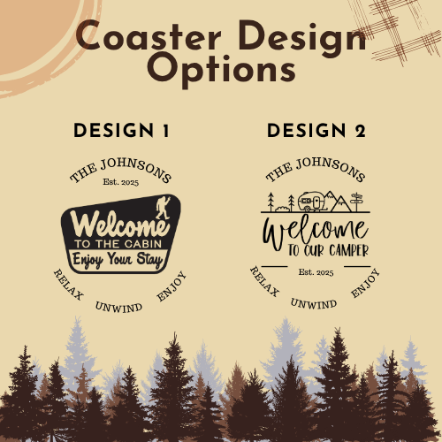 Camping Slate Coaster Set β Custom Round Drink Coasters for Outdoor Summer Fun - Seeds & Sawdust