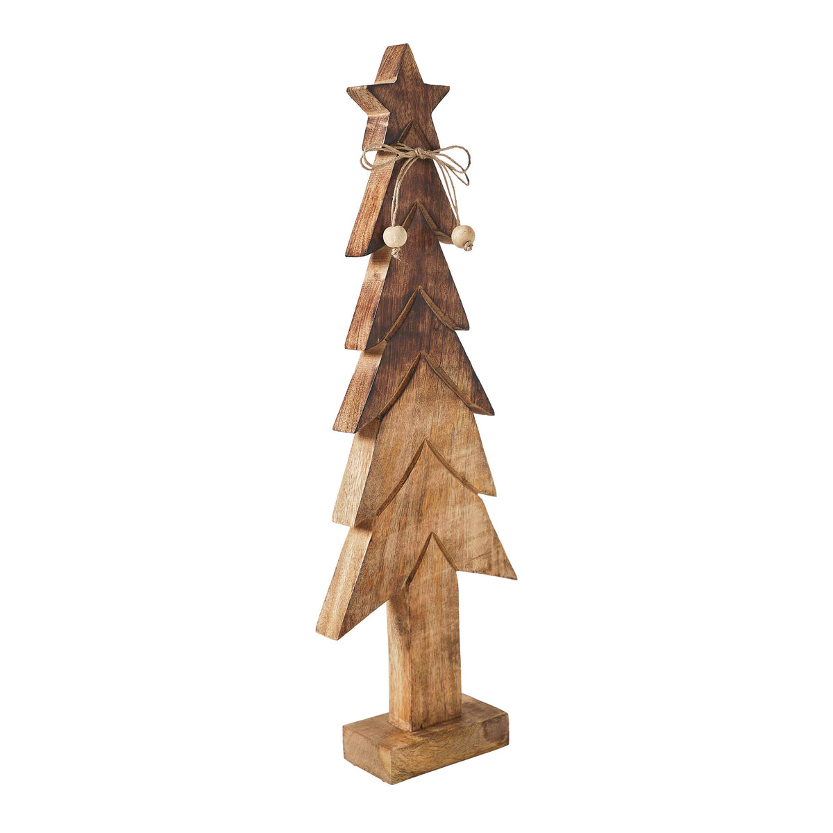 Christmas Tree Wooden Two Toned Brown Natural Figurine