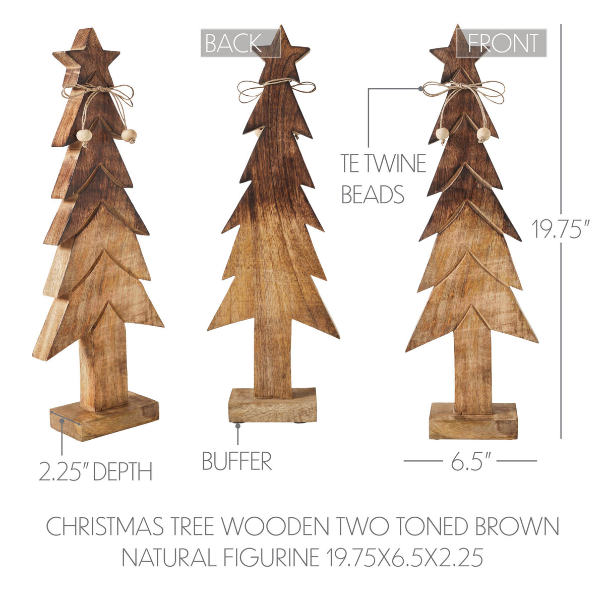 Christmas Tree Wooden Two Toned Brown Natural Figurine