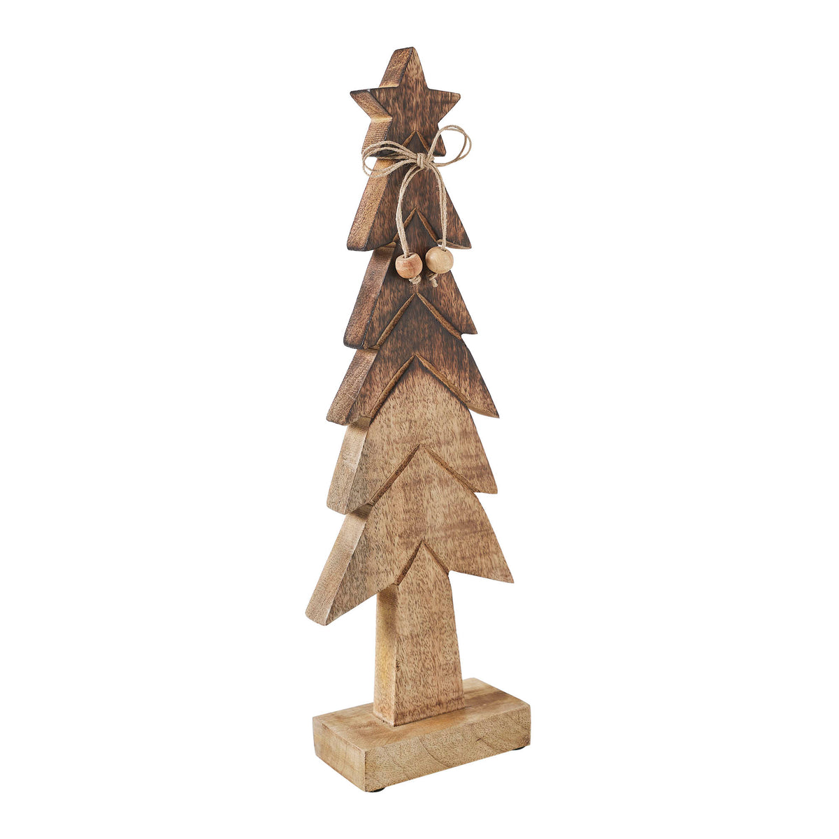 Christmas Tree Wooden Two Toned Brown Natural Figurine