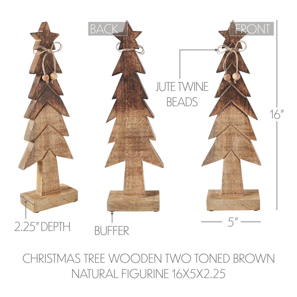 Christmas Tree Wooden Two Toned Brown Natural Figurine