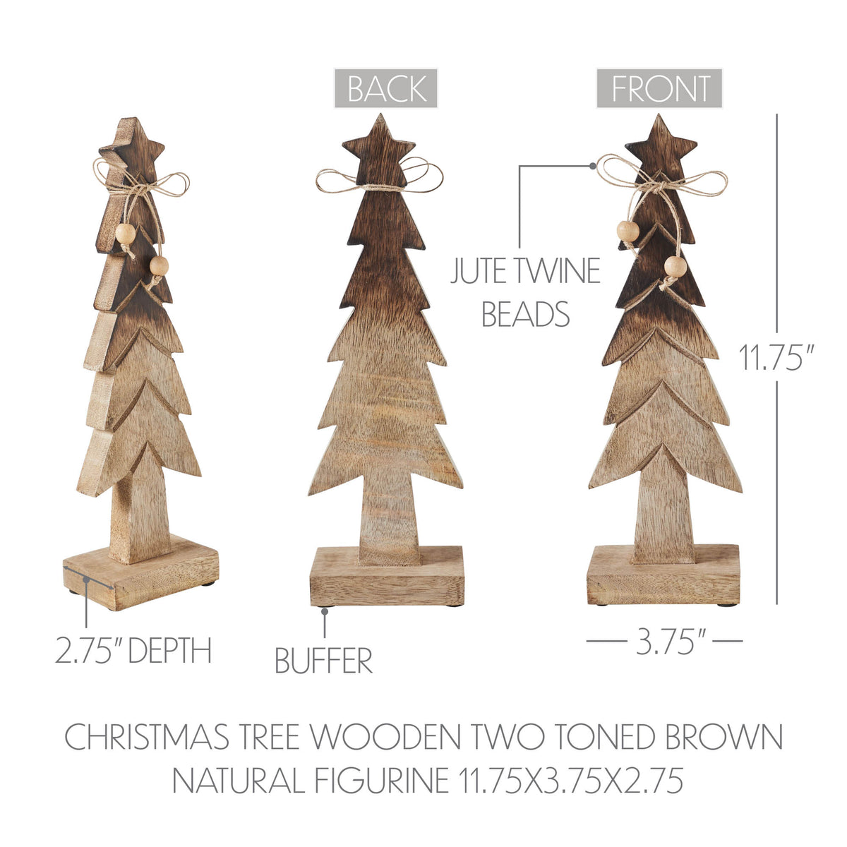 Christmas Tree Wooden Two Toned Brown Natural Figurine