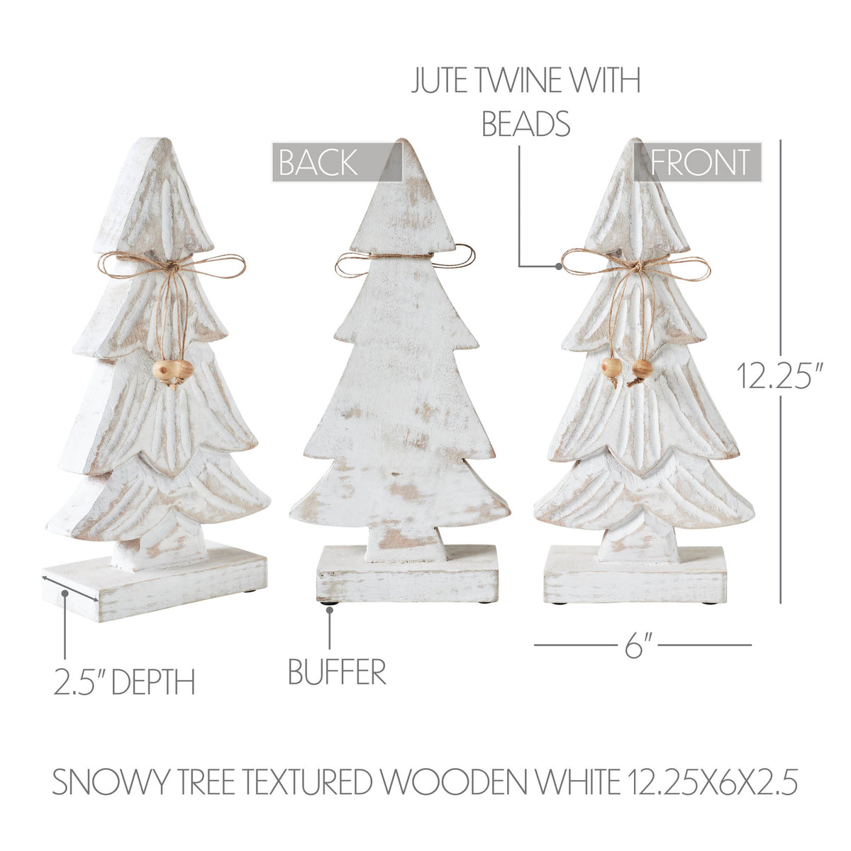 Snowy Tree Textured Wooden White