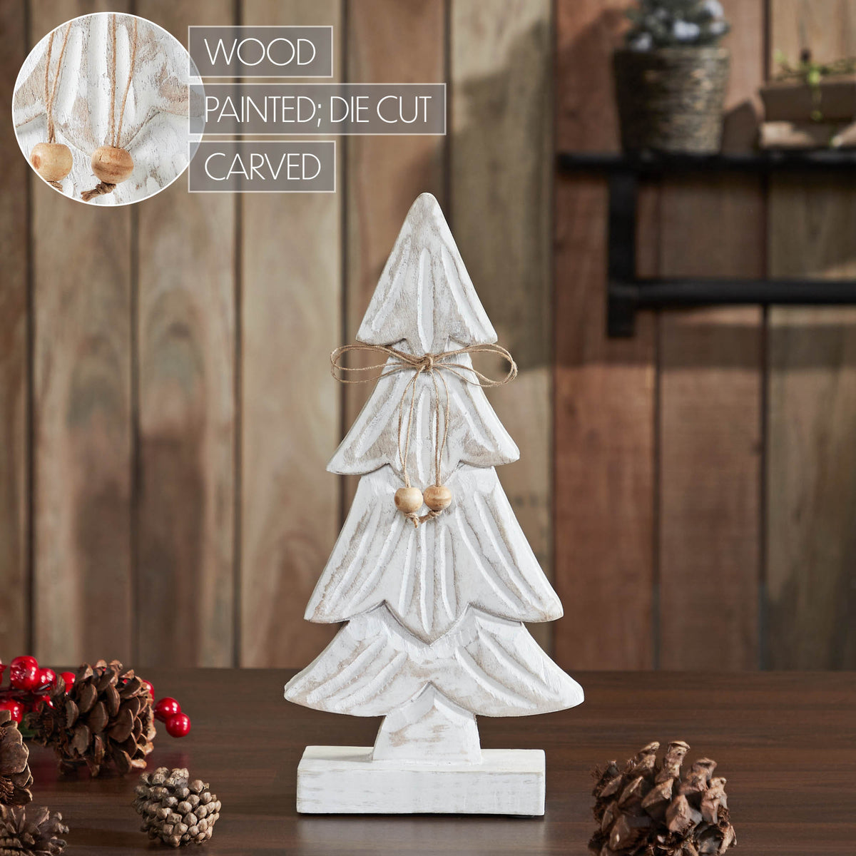 Snowy Tree Textured Wooden White