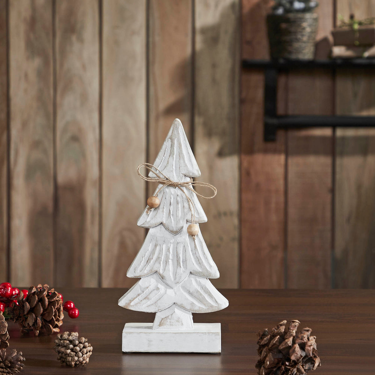 Snowy Tree Textured Wooden White