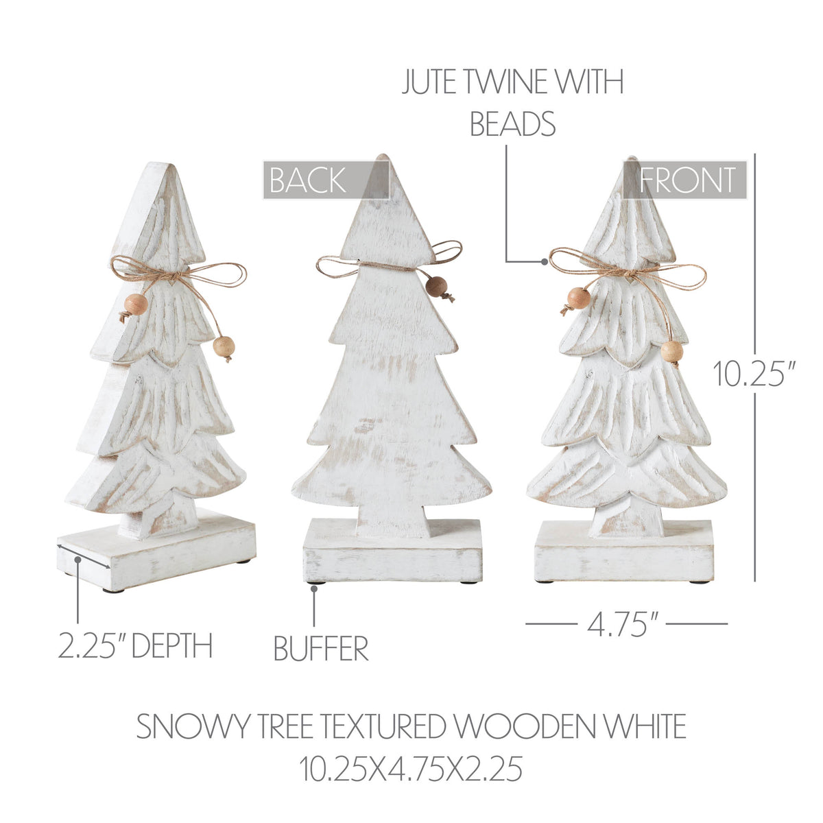 Snowy Tree Textured Wooden White