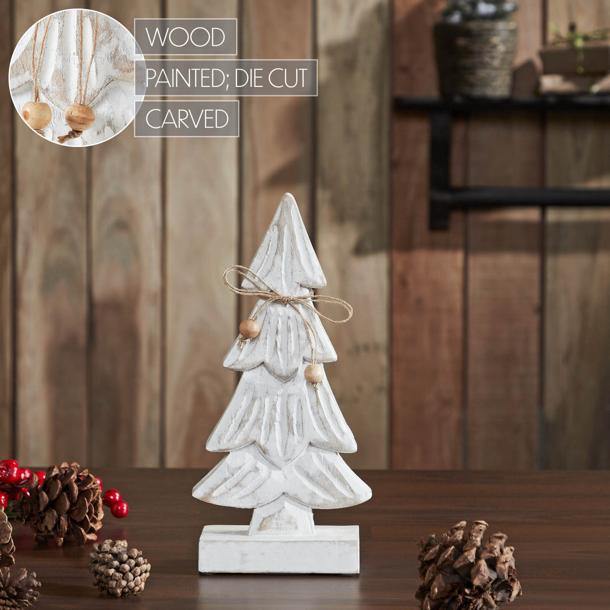 Snowy Tree Textured Wooden White