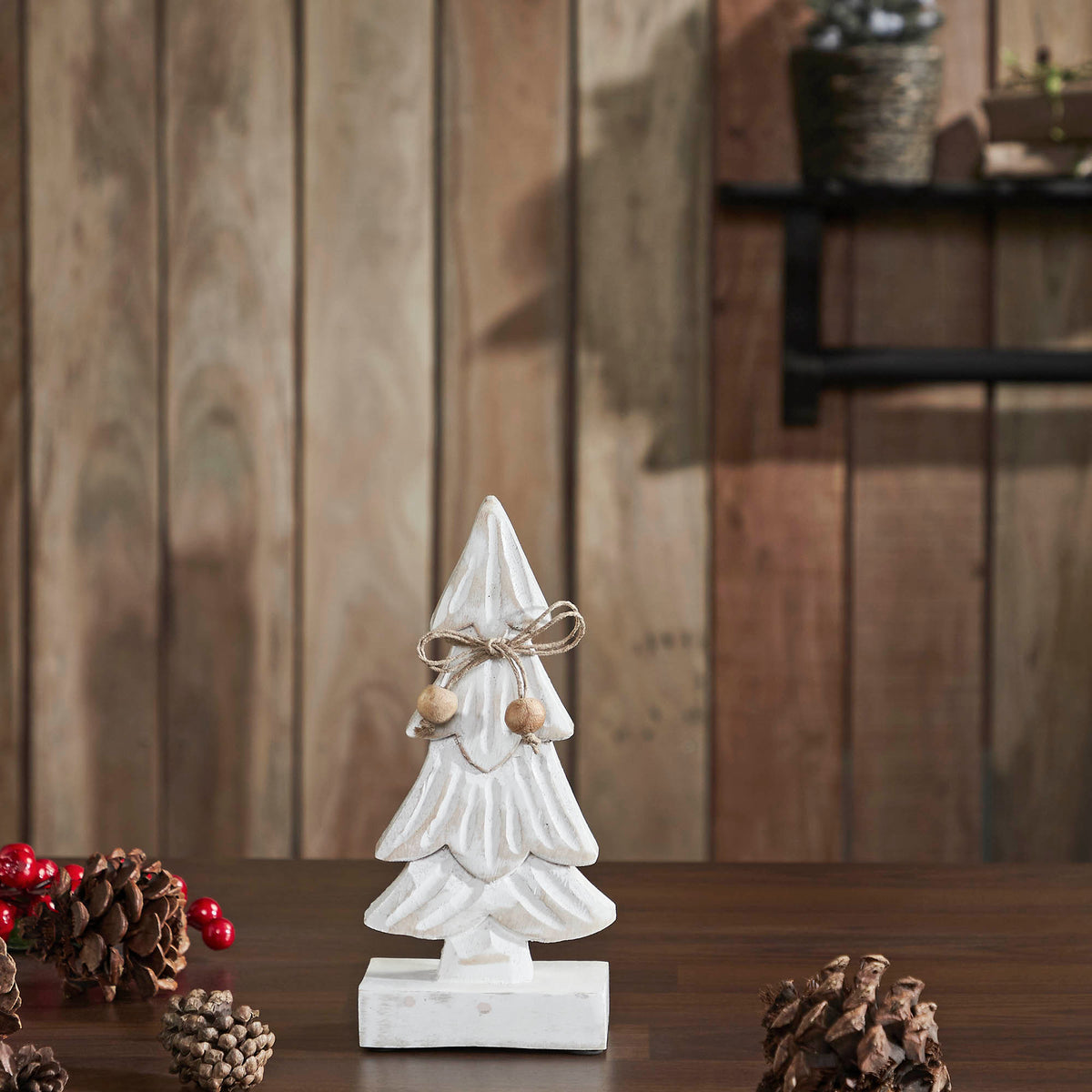 Snowy Tree Textured Wooden White