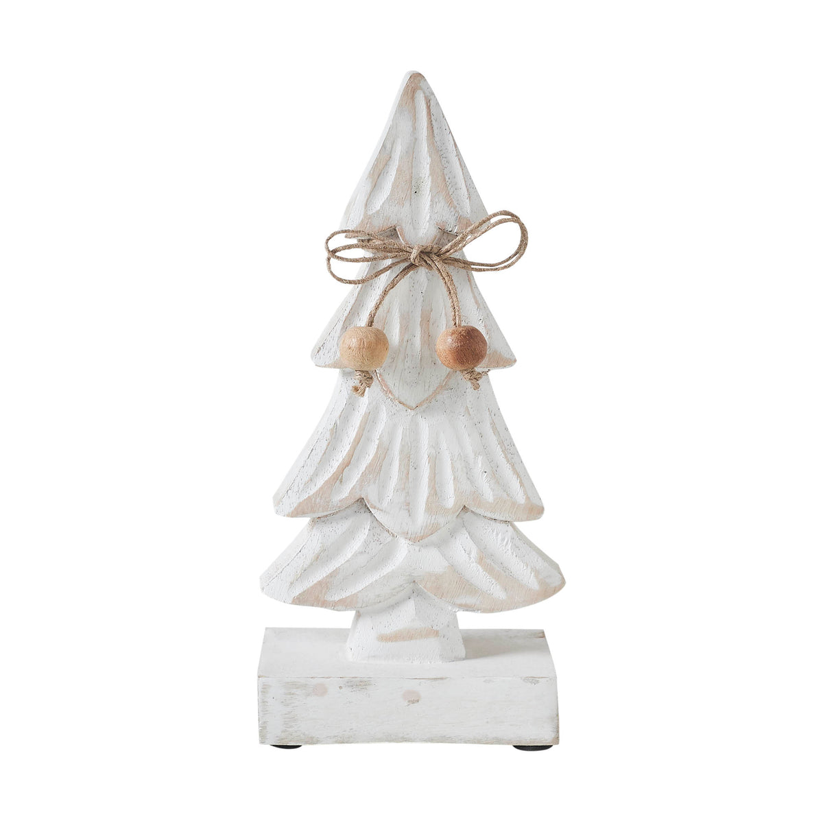 Snowy Tree Textured Wooden White 8.25x4x2.25