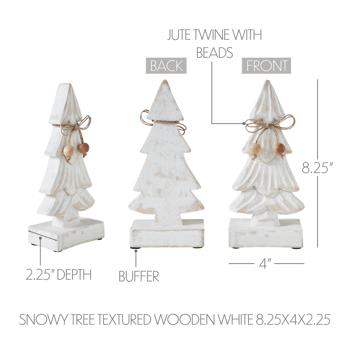 Snowy Tree Textured Wooden White