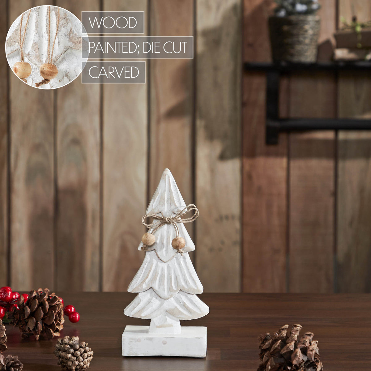 Snowy Tree Textured Wooden White