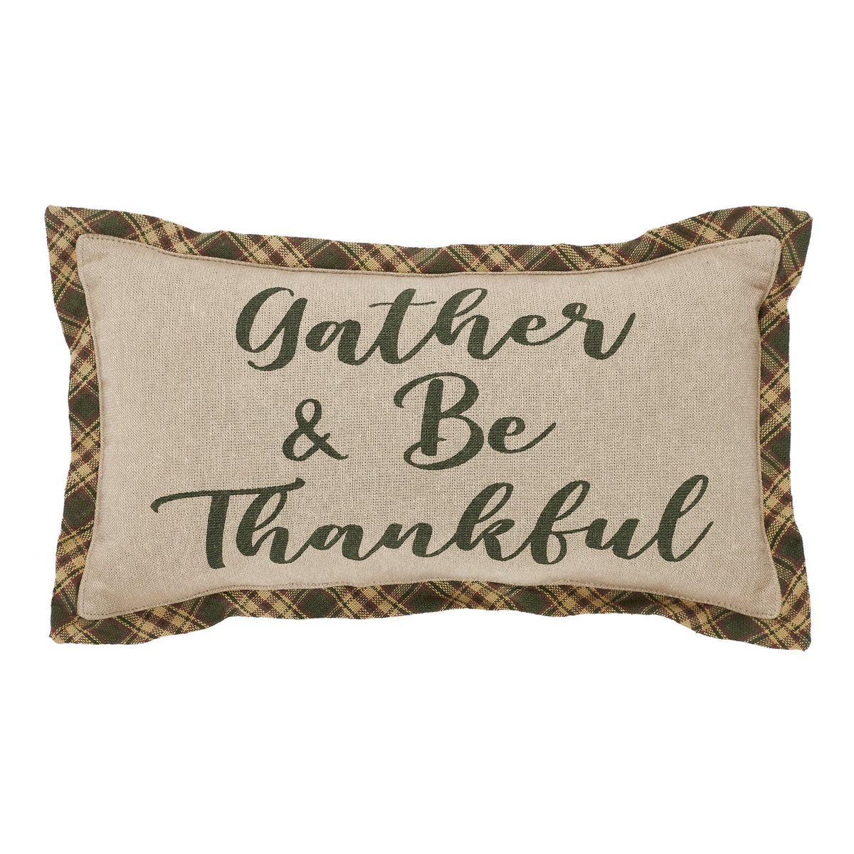 VHC Brands Harvest Blessings Gather & Be Thankful Fall Farmhouse Decorative Accent Pillow, Autumn Thanksgiving Home Decor, 7x
