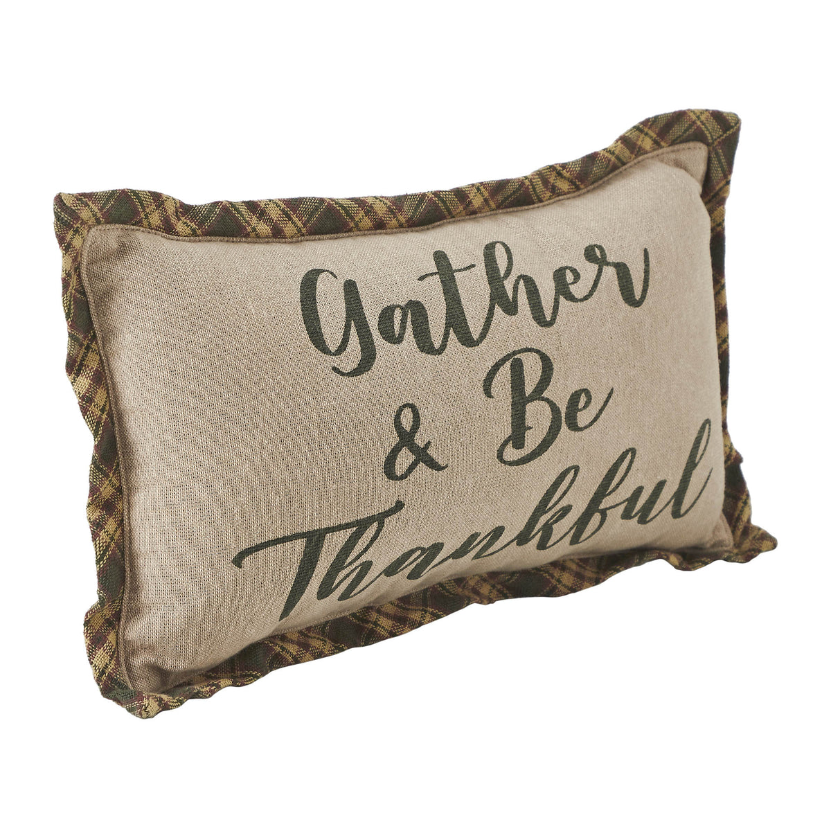 VHC Brands Harvest Blessings Gather & Be Thankful Fall Farmhouse Decorative Accent Pillow, Autumn Thanksgiving Home Decor, 7x
