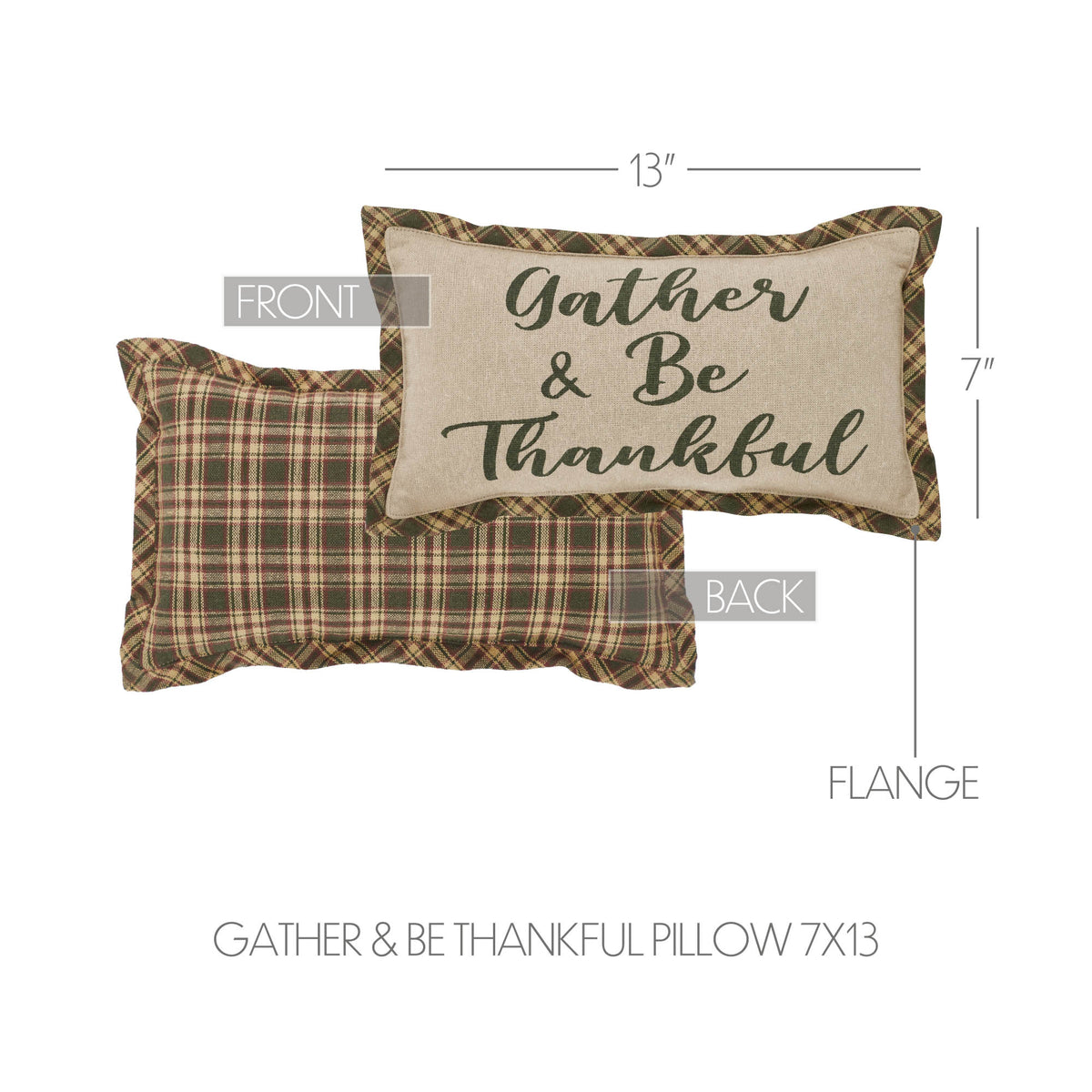 VHC Brands Harvest Blessings Gather & Be Thankful Fall Farmhouse Decorative Accent Pillow, Autumn Thanksgiving Home Decor, 7x
