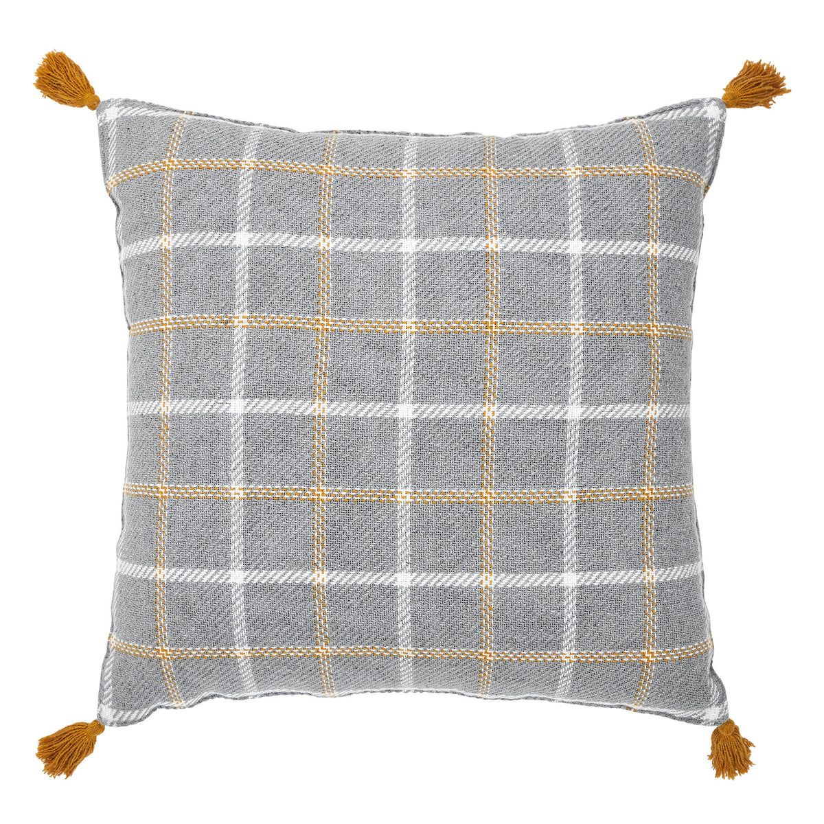 Harvest Blessings Farmhouse Rustic Woven Plaid Decorative Throw Pillow 18x18, Autumn Fall Accent