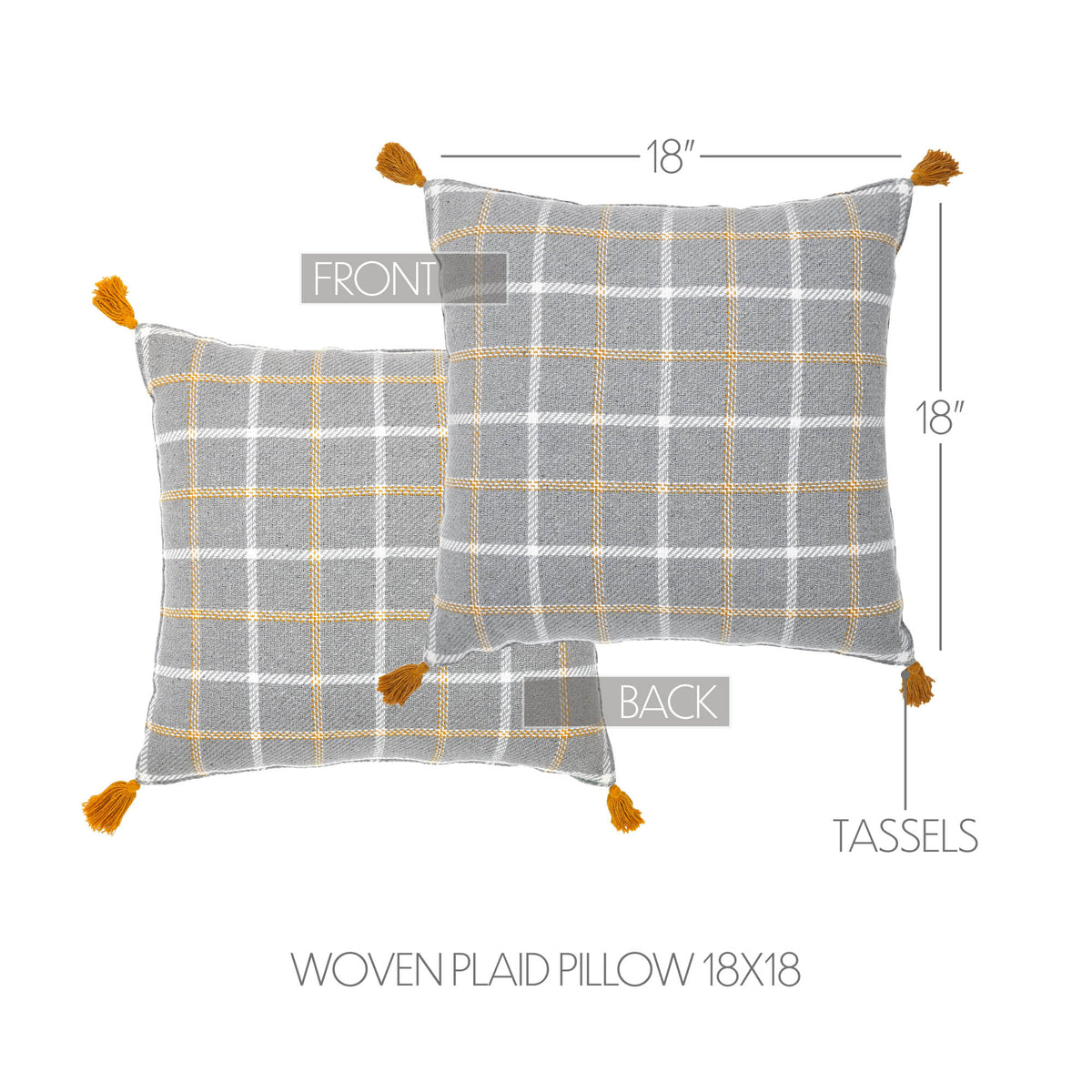 Harvest Blessings Farmhouse Rustic Woven Plaid Decorative Throw Pillow 18x18, Autumn Fall Accent