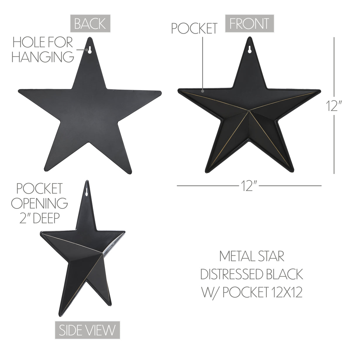 Metal Star Distressed w/ Pocket 12x12