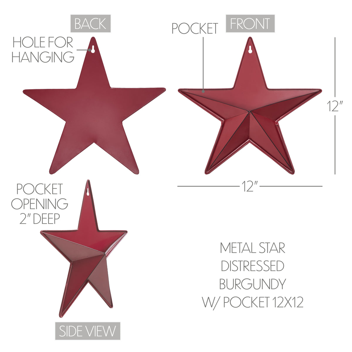 Metal Star Distressed w/ Pocket 12x12