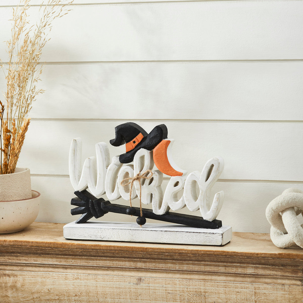 Wicked Witch Wooden Tabletop Decor Sign Spooky Halloween Home Accent 8x11.5x2