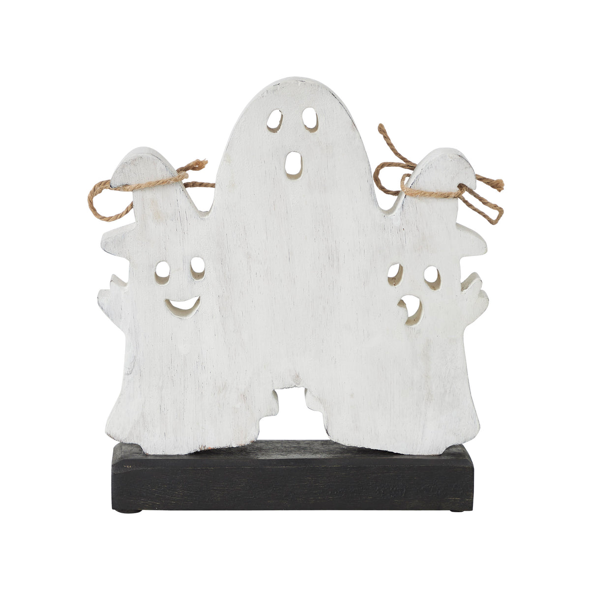 Spooky Halloween Wooden Ghoul Figurines 8.5x7.5x2 Inch Tabletop Decor