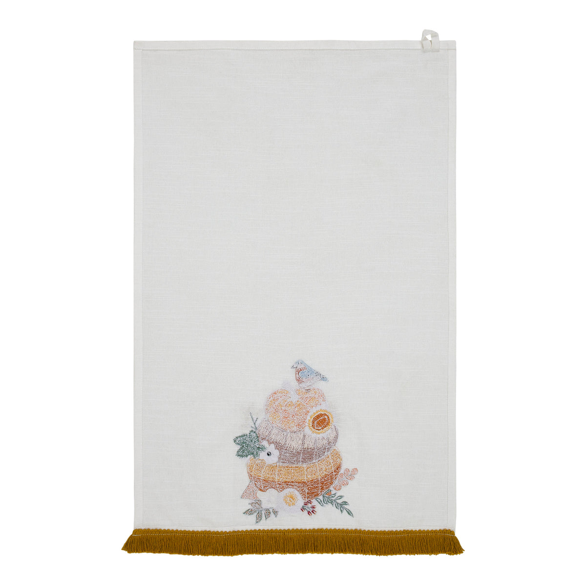Fall Harvest Pumpkin Floral Cotton Kitchen Tea Towel 19x28, Decorative Dish Towel