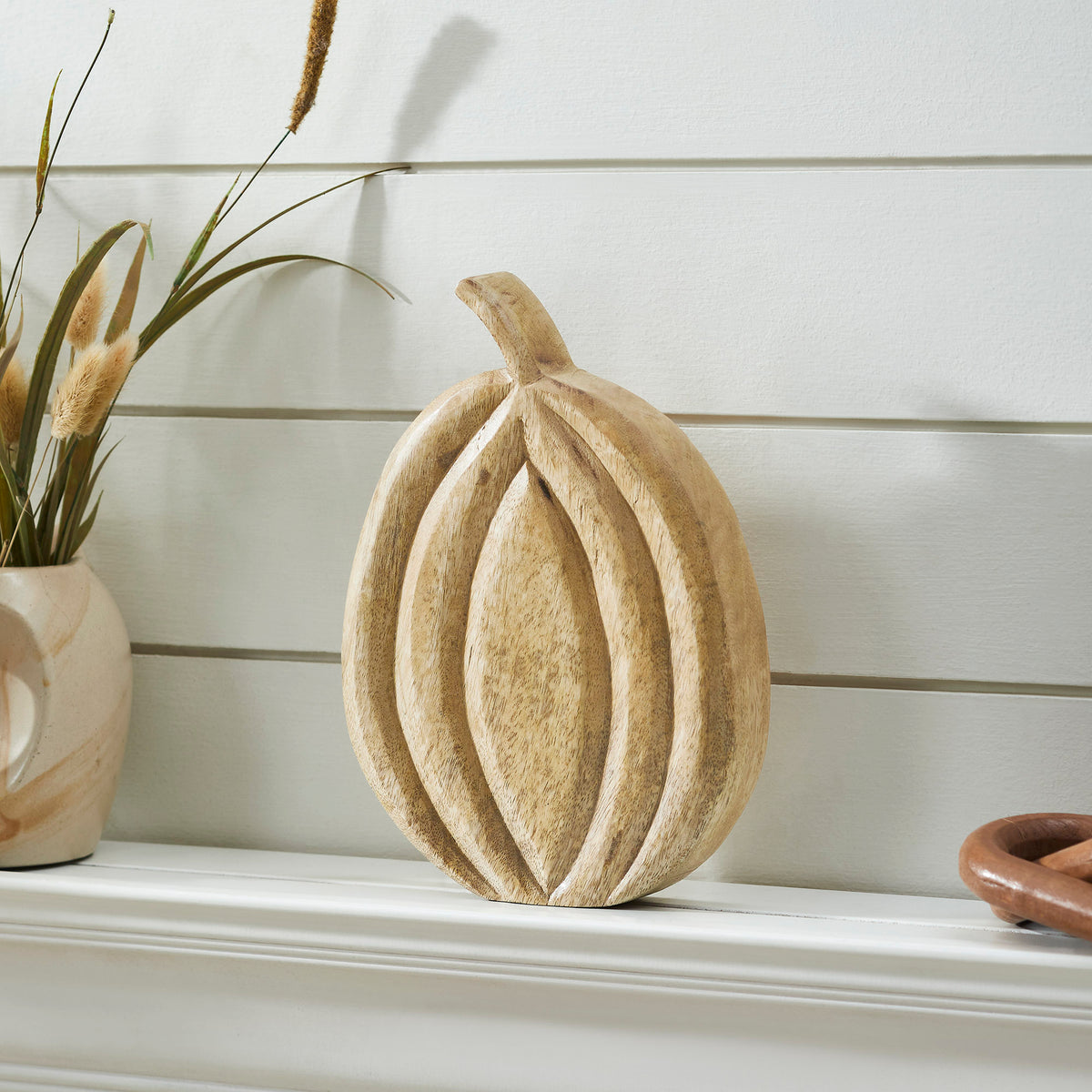 Carved Wooden Pumpkin