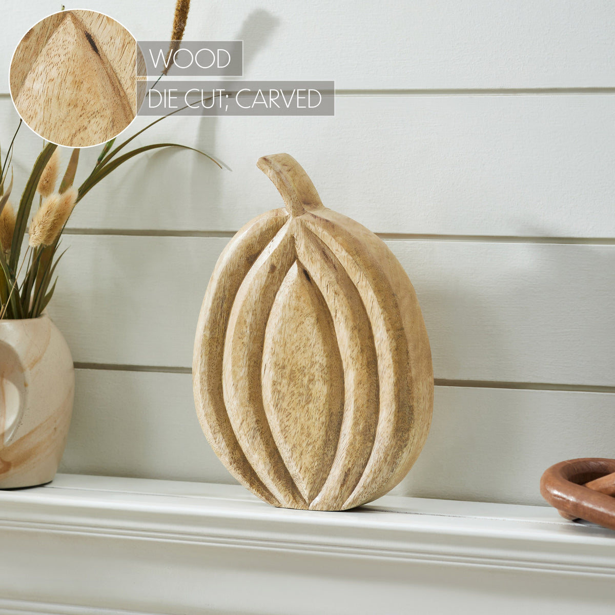 Carved Wooden Pumpkin