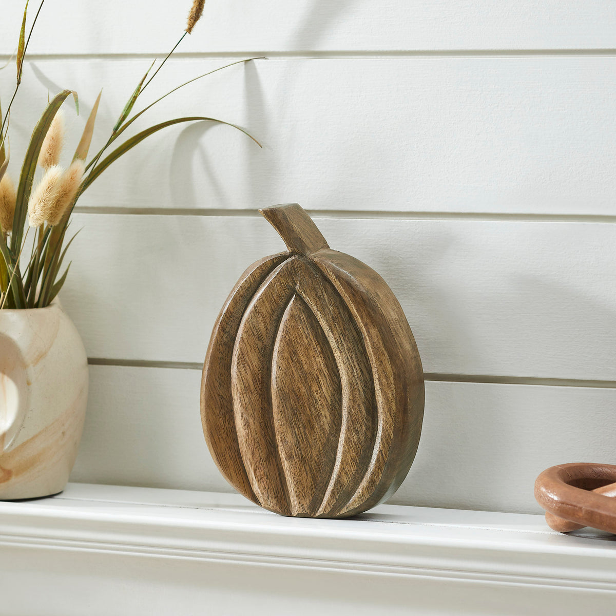 Carved Wooden Pumpkin