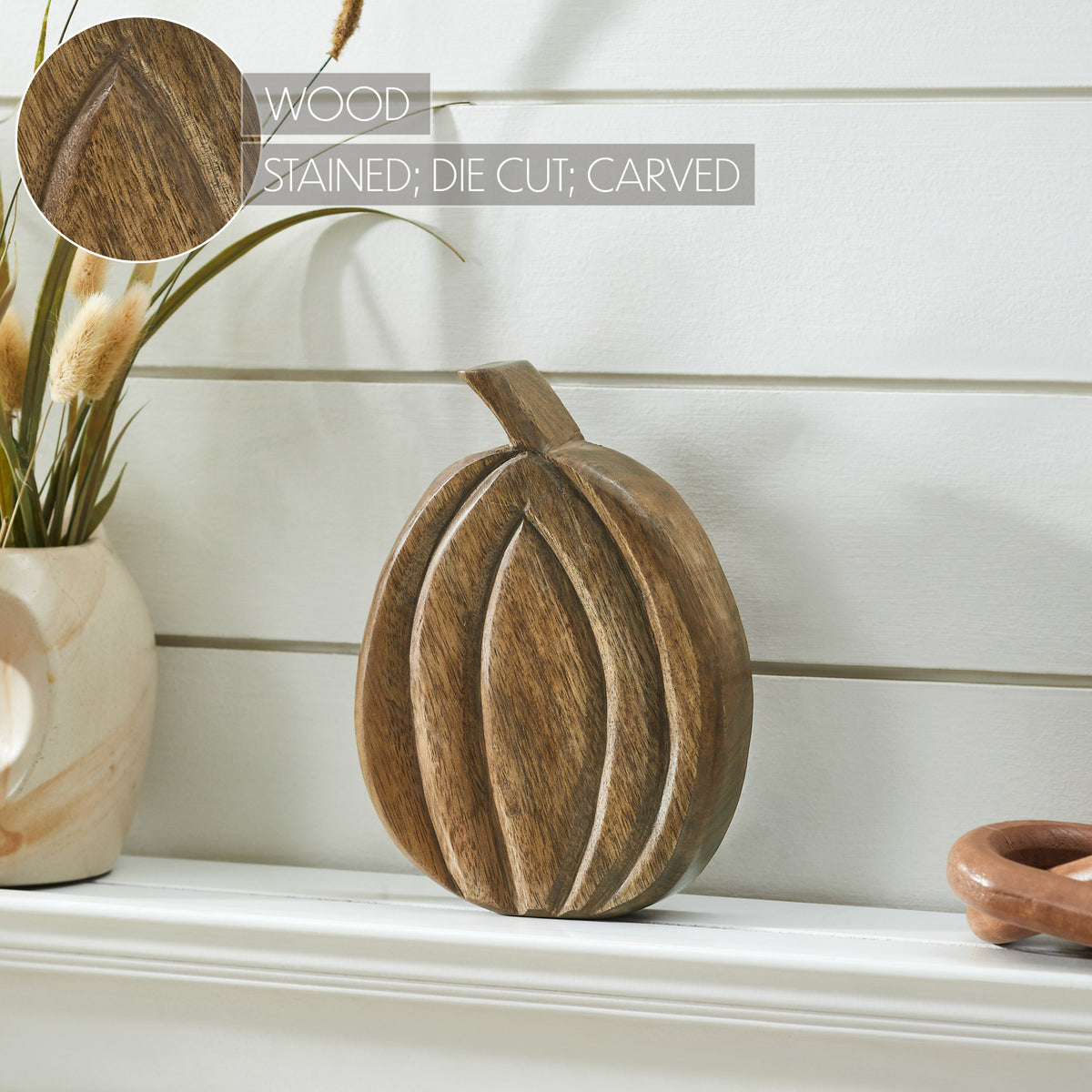 Carved Wooden Pumpkin