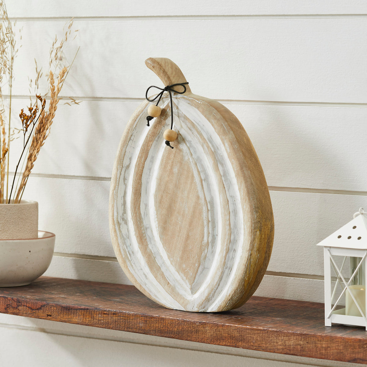 Carved Wooden Pumpkin