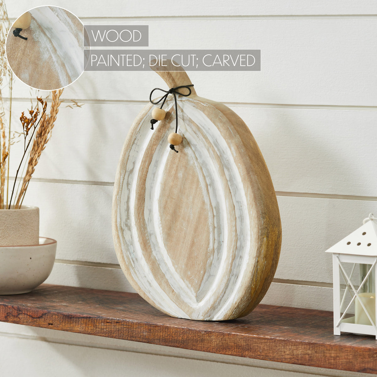 Carved Wooden Pumpkin