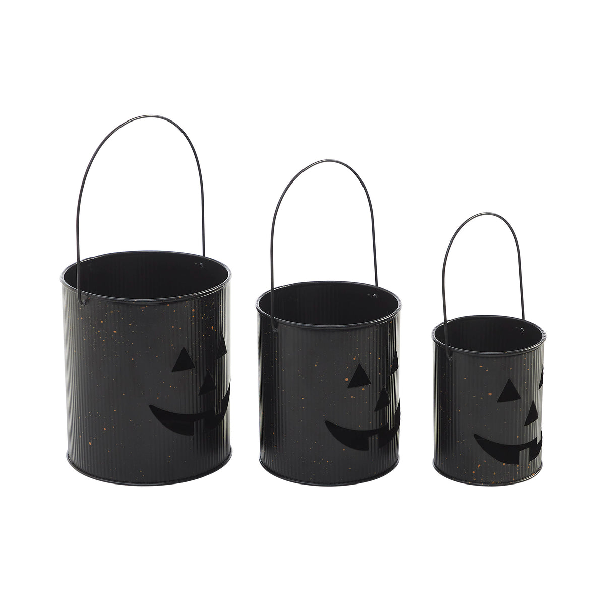 Halloween Plastic Jack O Lantern Buckets Set of 3 Assorted 5 6 7 Pumpkin Pails for Trick or Treat & Party Decor