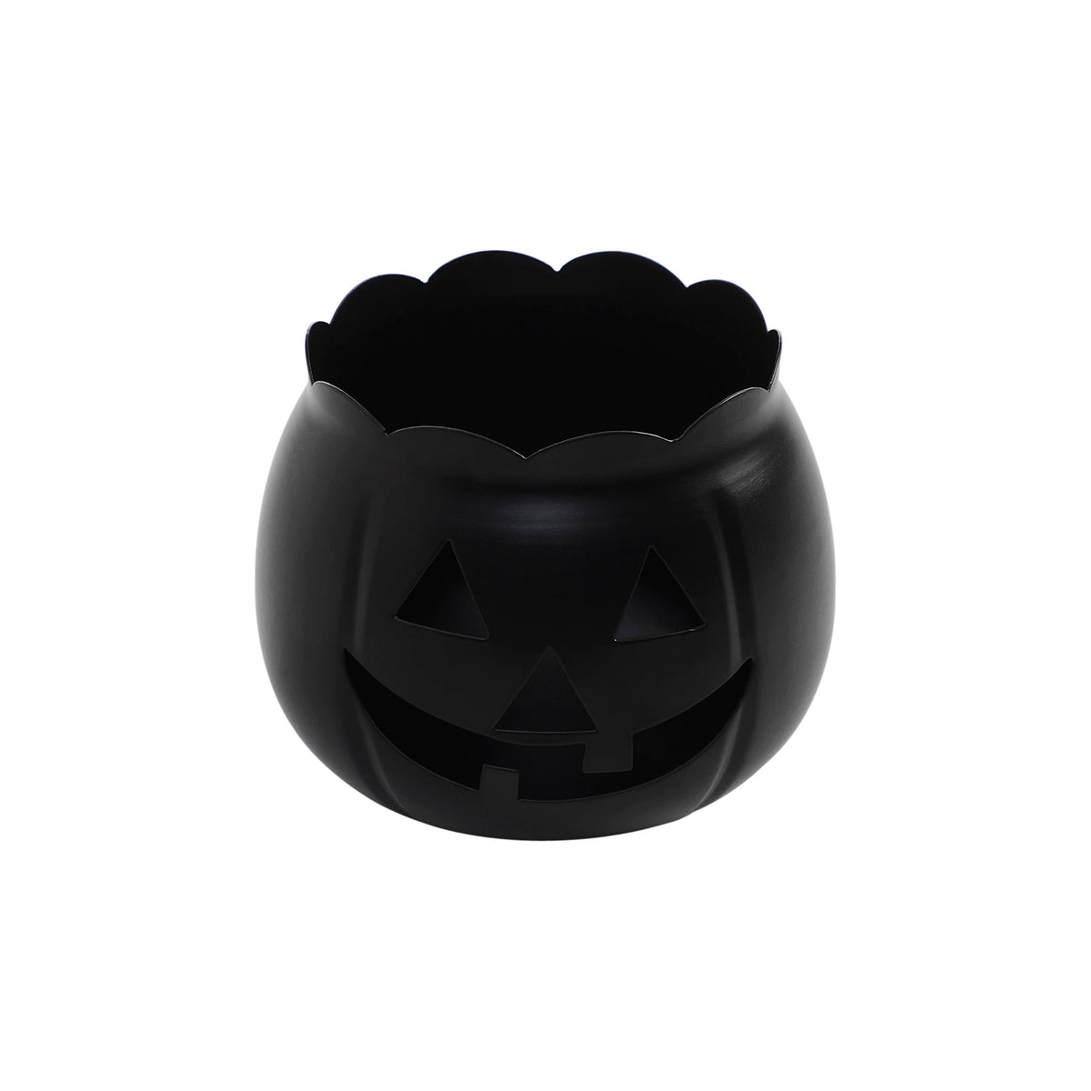 Black Jack O Lantern Halloween Votive Candle Holder, Fall Pumpkin Decor, 4.25x5.25x5.25
