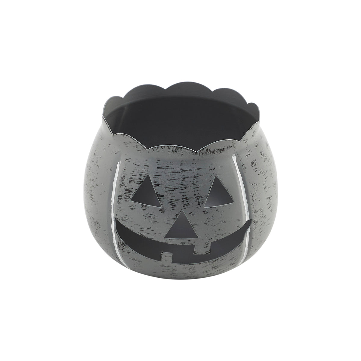 Decorative Halloween Jack O Lantern Candle Holder Antique Grey Fall Tabletop Decor 4.25x5.25x5.25