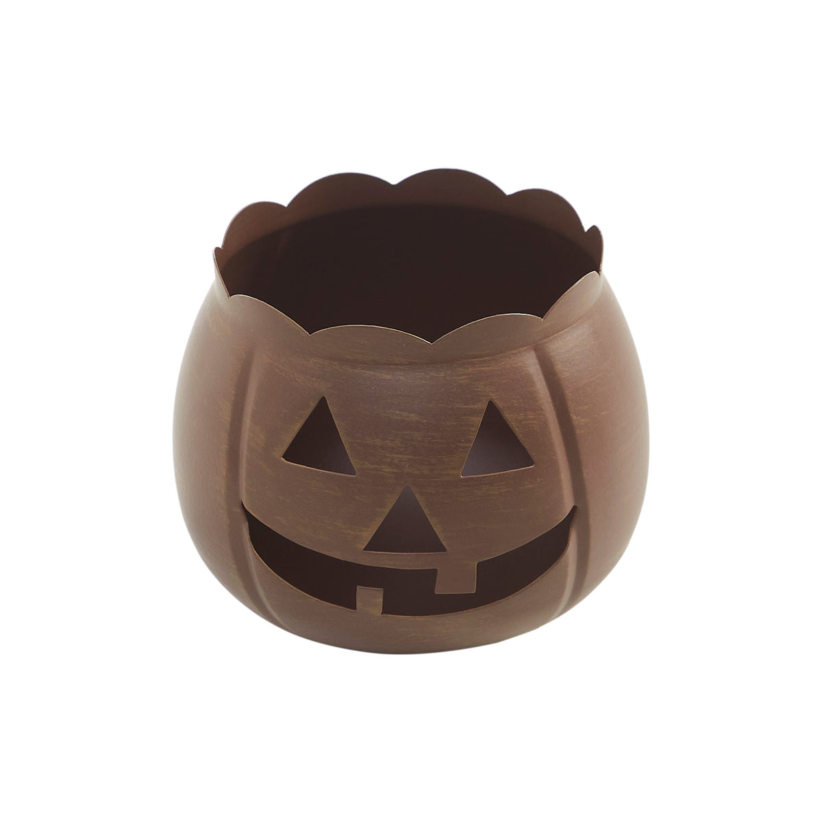 Halloween Bronze Jack O Lantern Votive Candle Holder Fall Pumpkin Metal Tabletop Decor 4.25in x 5.25in