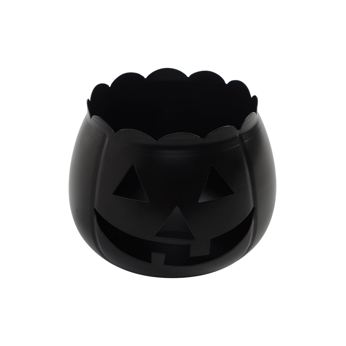 Halloween Black Jack O Lantern Decorative Candle Holder Spooky Pumpkin Votive Lantern 6.25in H x 7.5in W x 7.5in D Seasonal A