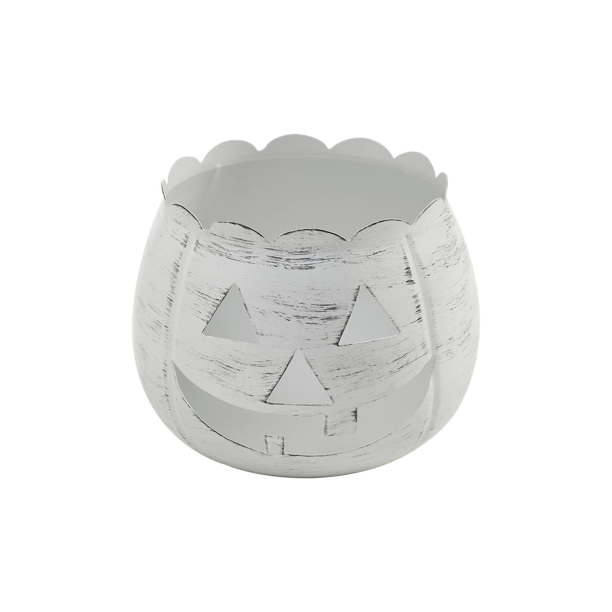 Antique White Jack O Lantern Candle Holder Halloween Fall Decor Centerpiece 6.25x7.5x7.5 Inch Spooky Tabletop Accent