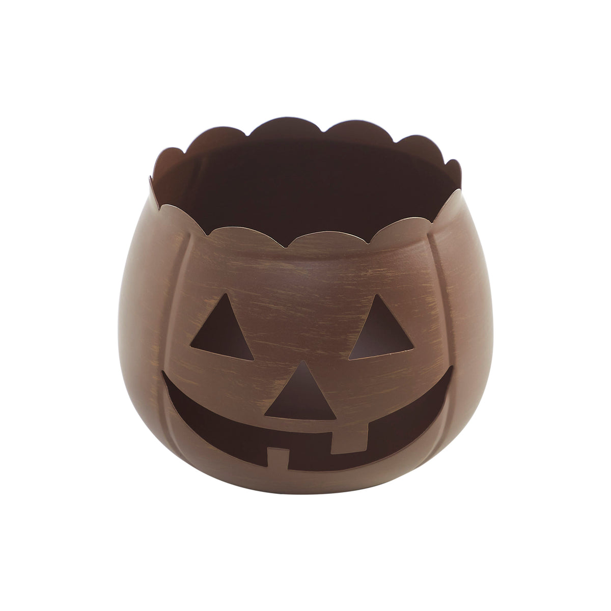 Bronze Jack O Lantern Votive Tealight Candle Holder, Spooky Halloween Fall Metal Decor 6.25x7.5x7.5 Inch