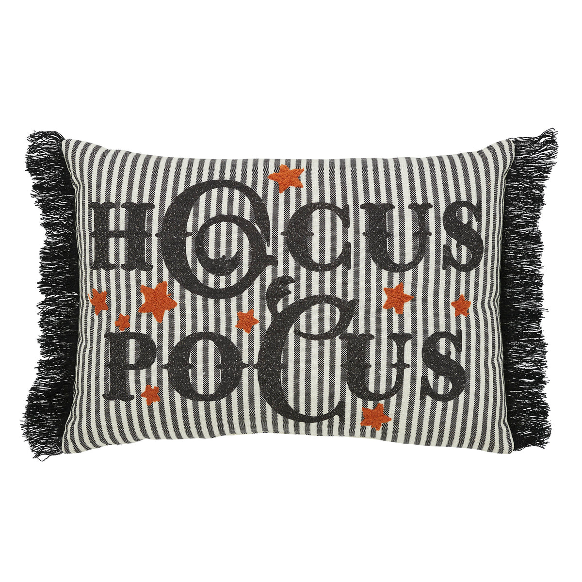 Hocus Pocus Fringed Decorative Accent Lumbar Throw Pillow, Textured Home Decor for Living Room Bedroom, 14x20 Inch Rectangula