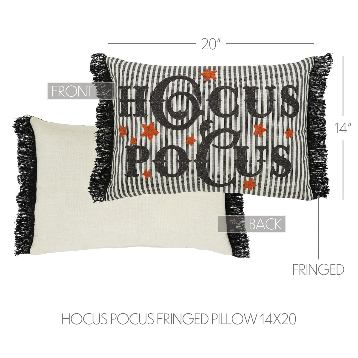 Hocus Pocus Fringed Decorative Accent Lumbar Throw Pillow, Textured Home Decor for Living Room Bedroom, 14x20 Inch Rectangula