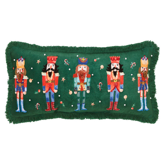 Nutcracker Green Fringed Pillow 12x24
