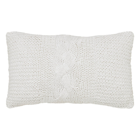 Cable Knit Sweater Pillow White 12x20