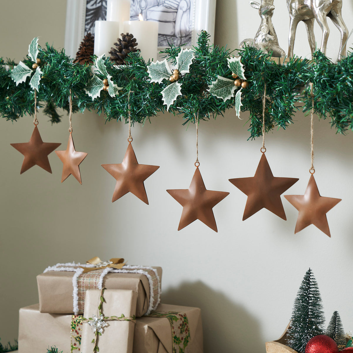 Rust Star Metal Ornament Set of 6 - 4.2/5.2 inch