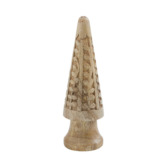 Natural Wooden Carved Cone Tree Large 9.25x3x3