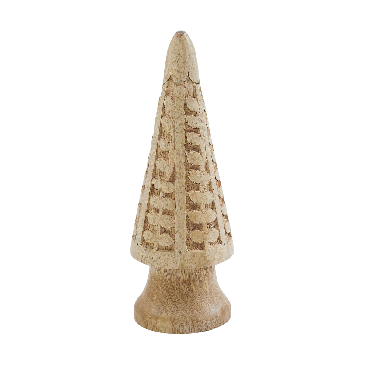Natural Wooden Carved Cone Tree Medium 8.25x3x3
