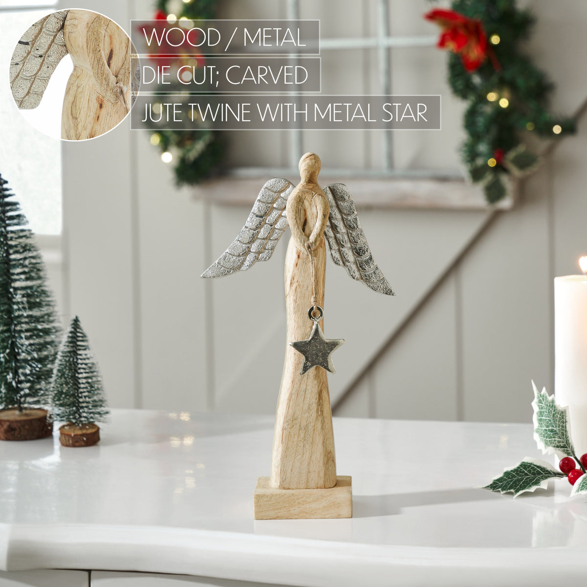 Heavenly Wings Natural Wooden Angel