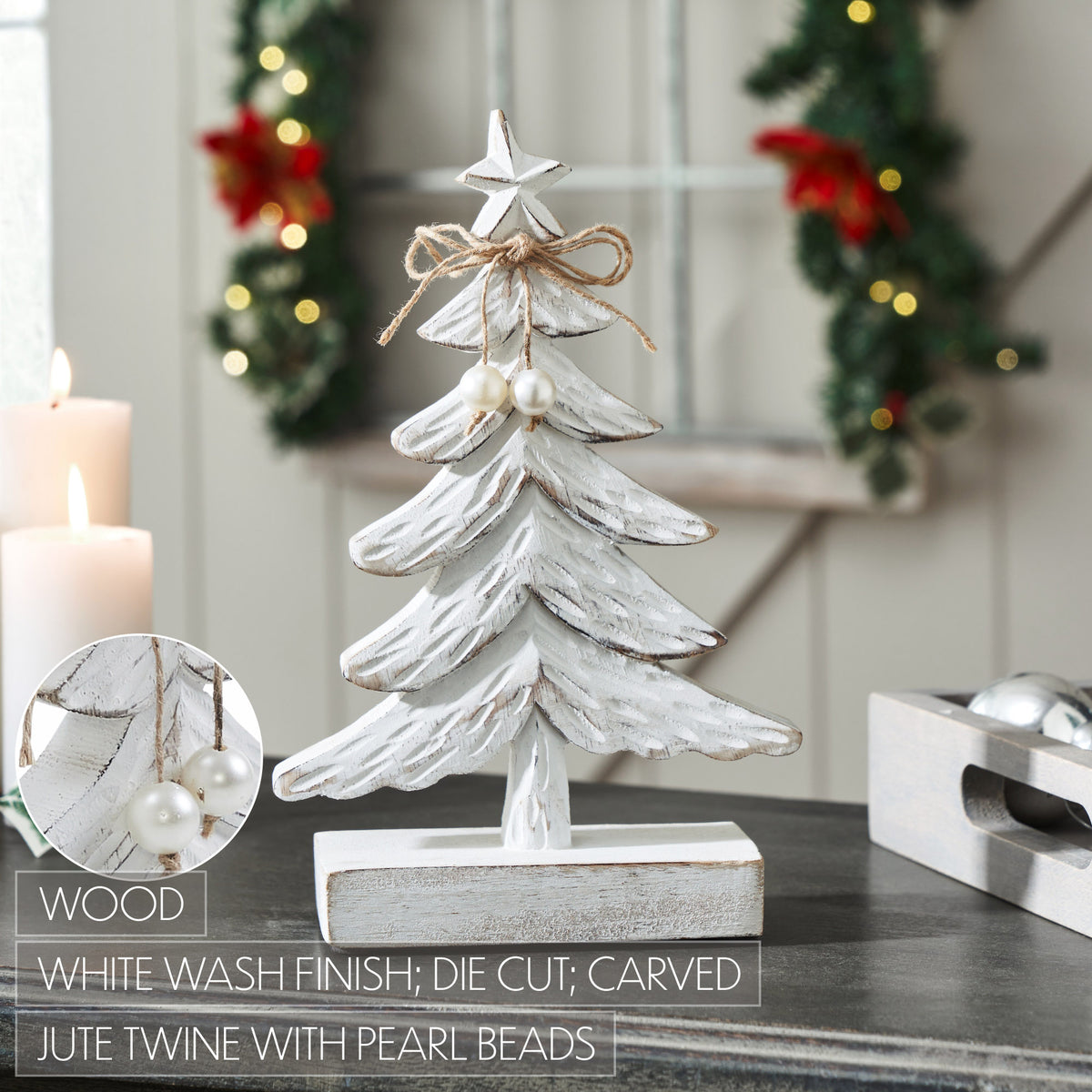 Festive Fir Distressed White Wooden Tree