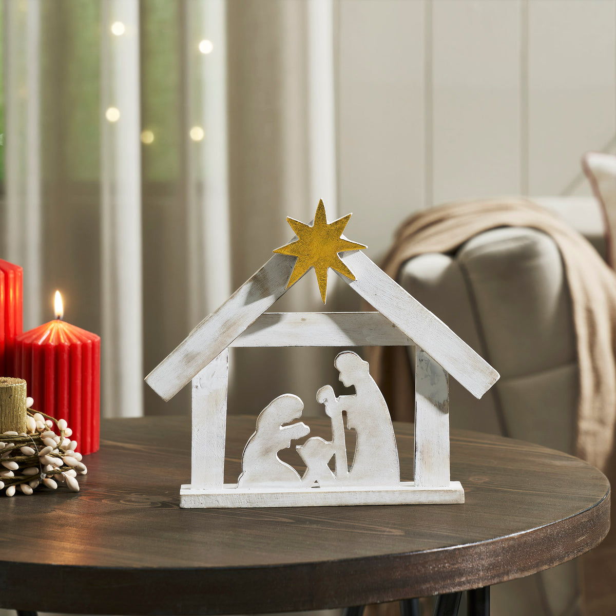 A Savior is Born Wooden Nativity Scene 8.5x1.5x10