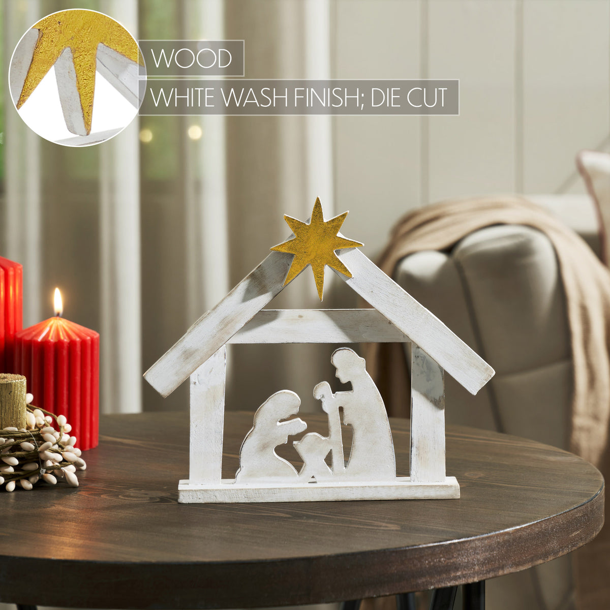 A Savior is Born Wooden Nativity Scene 8.5x1.5x10